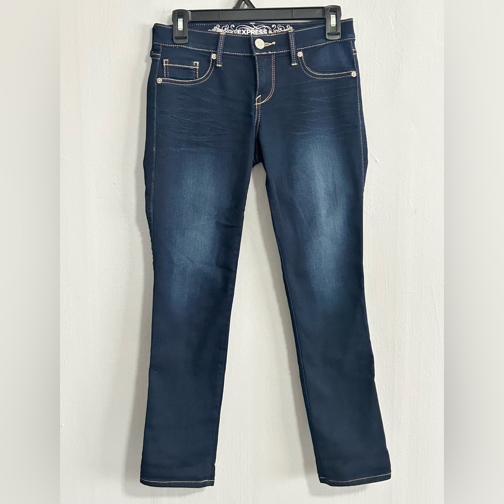 Dark Blue Women's Express Cropped Stretch Pull on Stella Jean leggings